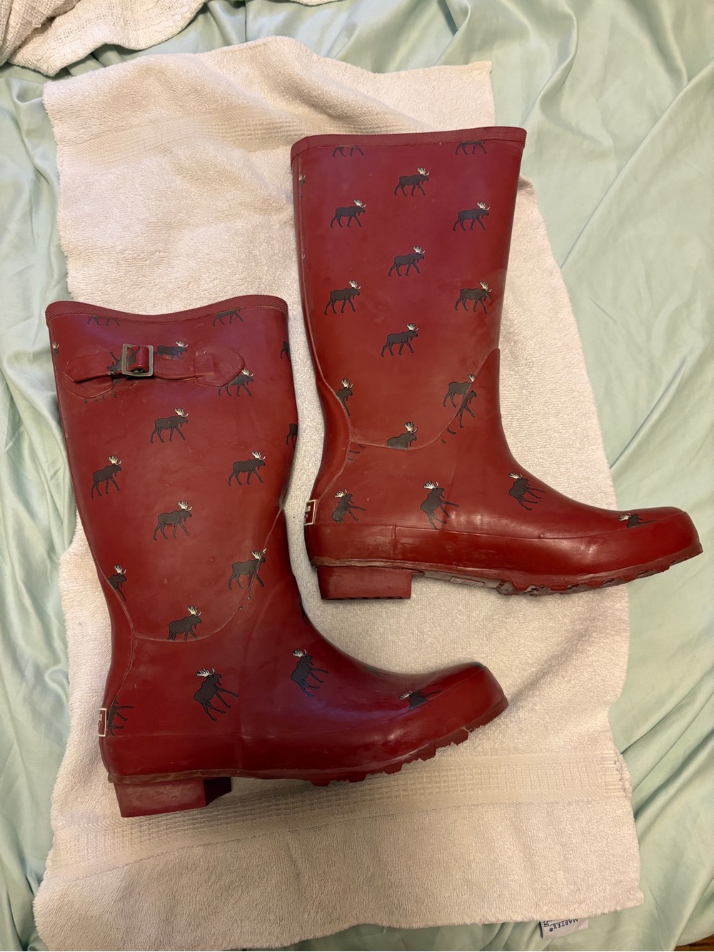 L.L. Bean Red Moose Pattern Wellies 7
